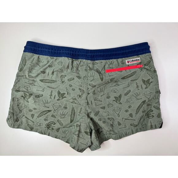 Columbia Womens Hiking Shorts XL Green Organic Cotton Camping Print Outdoor GORP - Picture 11 of 13